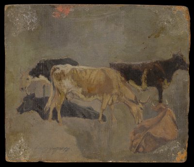 Studium Pięciu Rogatego Bydła (verso) (olej na tartaku) autorstwa John Constable