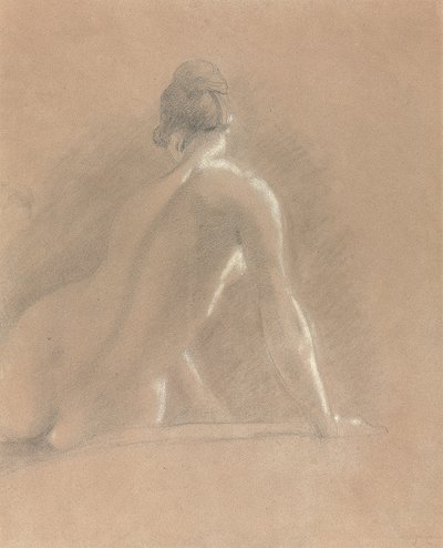 Studium kobiecego aktu widzianego od tyłu (kreda na papierze) autorstwa John Constable