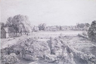 Widok na East Bergholt nad ogrodem kuchennym Golding, dom Constable