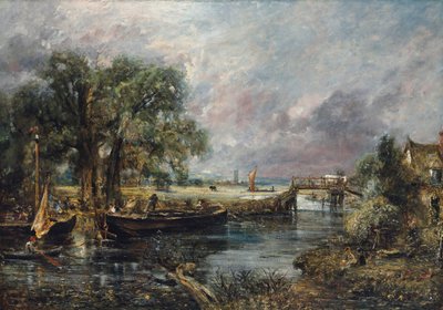 Widok na Stour w pobliżu Dedham, szkic w pełnej skali, ok. 1821-22 (olej na płótnie) autorstwa John Constable