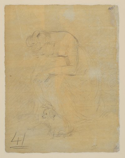 Kobieta siedząca z psem u jej stóp, odwrócona, ok. 1806 autorstwa John Constable
