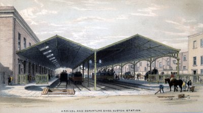 Przylot i wyjazd Shed, Londyn, 1839 autorstwa John Cooke Bourne