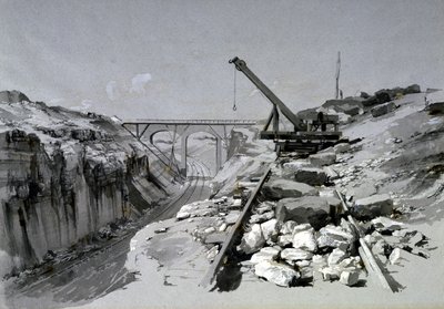 Blisworth Cutting, Northamptonshire, z góry, 2 lipca 1837 (pióro i atrament oraz pranie na papierze) autorstwa John Cooke Bourne