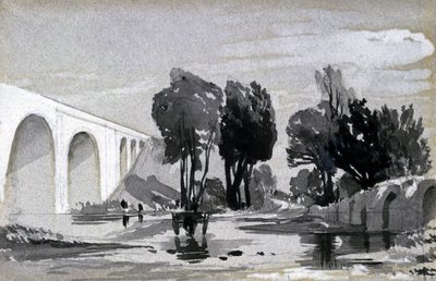 Blythe Viaduct, Hampton-in-Arden, c.1838 (pióro i atrament oraz pranie na papierze) autorstwa John Cooke Bourne