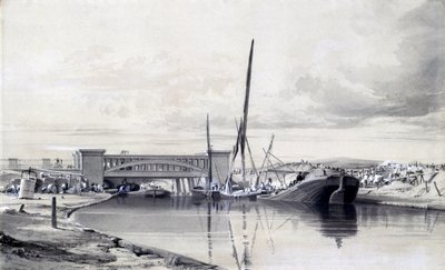 Most nad Kanałem Regentów, kwiecień 1837 (pióro i atrament oraz pranie na papierze) autorstwa John Cooke Bourne