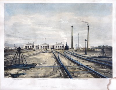 Maszynownia Camden Town, 1838 r autorstwa John Cooke Bourne