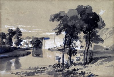 Canal Bridge, Pitstone, Buckinghamshire, październik 1837 (pióro i atrament oraz pranie na papierze) autorstwa John Cooke Bourne