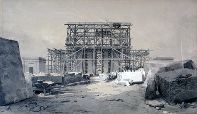 Budowa łuku Euston, styczeń 1838 (pióro i atrament oraz pranie na papierze) autorstwa John Cooke Bourne