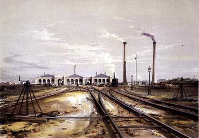 Mimośród do przesuwu szyn, lokomotyw i stacjonarnych kominów parowozowych autorstwa John Cooke Bourne