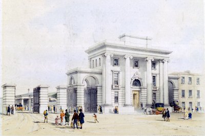 Wejście do dworca Birmingham, 1838-39 autorstwa John Cooke Bourne