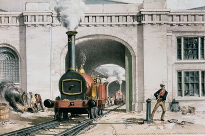Wejście do Lokomotywowni, Camden Town, Londyn, 1839 autorstwa John Cooke Bourne