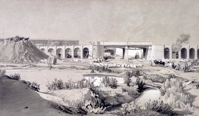 Hampstead Road Bridge, 5 października 1836 (pióro i atrament oraz pranie na papierze) autorstwa John Cooke Bourne