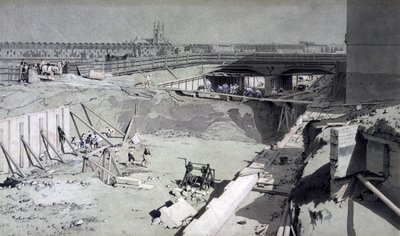 Hampstead Road Bridge, od strony Camden, 16 sierpnia 1836 (pióro i atrament oraz pranie na papierze) autorstwa John Cooke Bourne