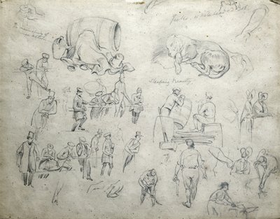 Białogłowy Bob Jacka, Śpiąca królewna, ok. 1835-38 (ołówek na papierze; szkic złożony) autorstwa John Cooke Bourne