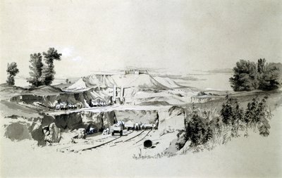 Tunel Linslade, 23 czerwca 1837 (pióro i atrament oraz pranie na papierze) autorstwa John Cooke Bourne