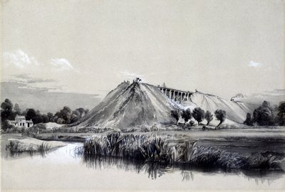 Making the Embankment at Wolverton, 29 czerwca 1837 (pióro i atrament oraz pranie na papierze) autorstwa John Cooke Bourne