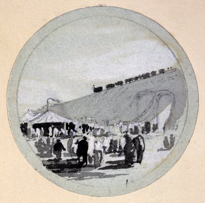 Otwarcie, London & Birmingham Railway, c.1838 (pióro i atrament oraz pranie na papierze) autorstwa John Cooke Bourne