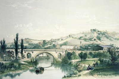 Most i dworzec św. Jakuba, Bath (kolor lito) autorstwa John Cooke Bourne