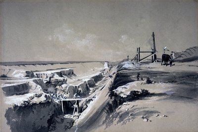 Tring Cutting, Hertfordshire, lata 30. XIX wieku (pióro i atrament oraz pranie na papierze) autorstwa John Cooke Bourne