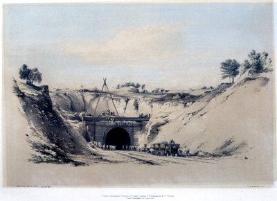 Tunel Watford, Hertfordshire, 6 czerwca 1837 (kolor lity) autorstwa John Cooke Bourne