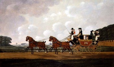Ludlow do Worcester Mail Coach on the Road panowie Richard Costar i Christopher Ibberson autorstwa John Cordrey
