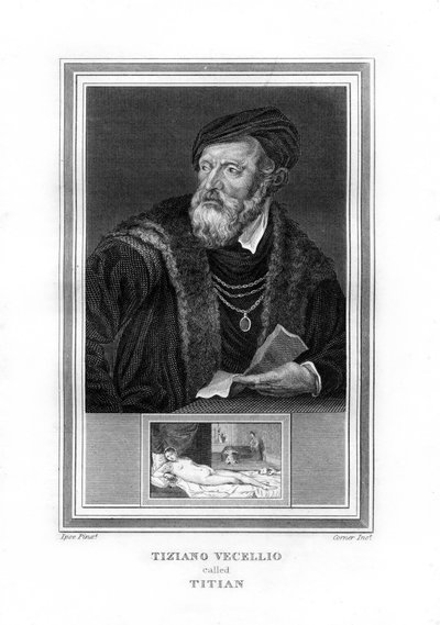 Tiziano Vecelli Tycjan, włoski malarz renesansowy, 1825. autorstwa John Corner