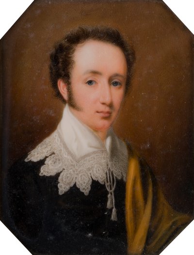 Portret George, wicehrabia Newport później 2. hrabia Bradford (1789-1865), c.1809-62 (olej na kości słoniowej) autorstwa John Cox Dillman Engleheart