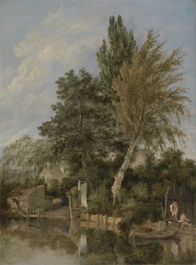 Scena rzeczna z kąpielą chłopców, ok. 1817 (olej na desce) autorstwa John Crome