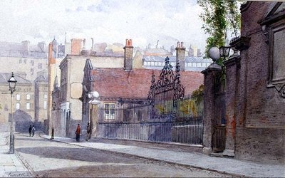 Szpital Emmanuel, Buckingham Gate, widok od ulicy autorstwa John Crowther
