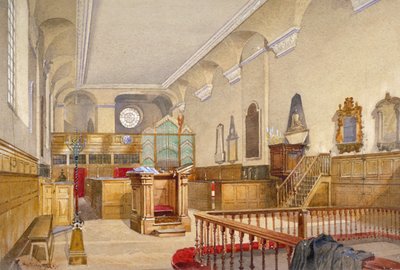 Widok wnętrza kościoła św. Michała, Wood Street, City of London, 1888 r. autorstwa John Crowther