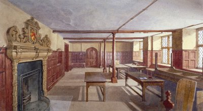Widok wnętrza jadalni chłopców w Charterhouse, Londyn, 1885. autorstwa John Crowther