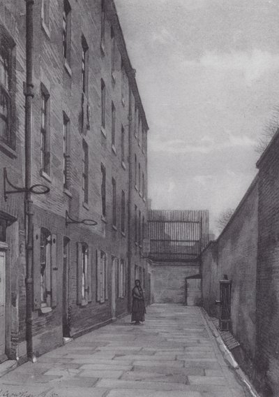 Zaginiony Londyn: Marshalsea Place, część więzienia dla dłużników (litografia) autorstwa John Crowther