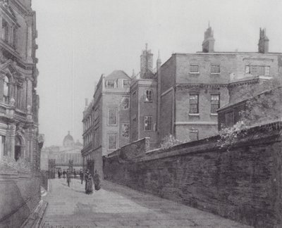 Zaginiony Londyn: Przejście w Spring Gardens z Trafalgar Square do Mall (litografia) autorstwa John Crowther