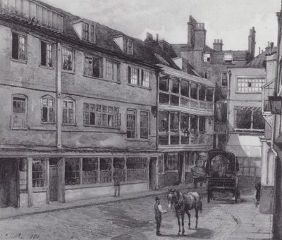 Zaginiony Londyn: Podwórze George Inn, Borough (litografia) autorstwa John Crowther