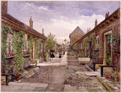 Przytułki Skinnerów, Mile End Road, Stepney, Londyn, 1883 autorstwa John Crowther
