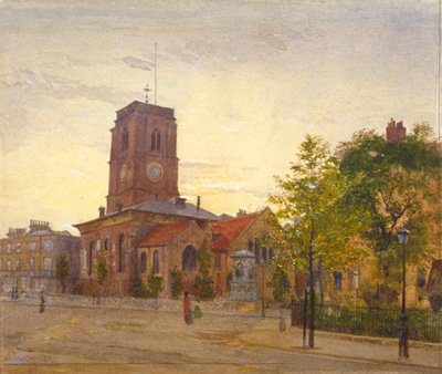 Widok kościoła Wszystkich Świętych, Chelsea, Londyn, 1880 autorstwa John Crowther