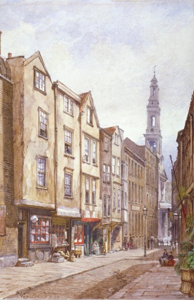 Widok Drury Court, patrząc w kierunku St Mary le Strand, Westminster, Londyn, 1882 autorstwa John Crowther
