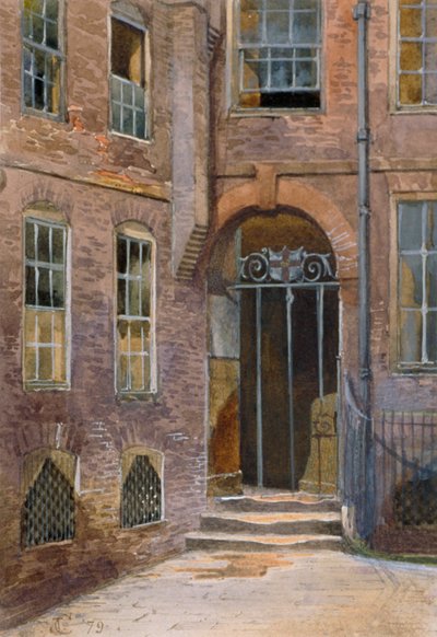 Widok bramy w Elm Court, Inner Temple, Londyn, 1879. autorstwa John Crowther
