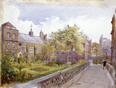 Widok na Staple Inn i ogród, Londyn, 1882 r. autorstwa John Crowther