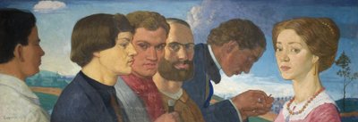 Niektóre późniejsze prymitywne i Madame Tisceron, 1912 (tempera na płótnie) autorstwa John Currie