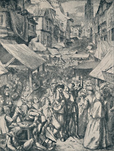 Targowisko próżności. Z The Pilgrims Progress John Bunyan, c1850-1890, 1923 autorstwa John Dawson Watson