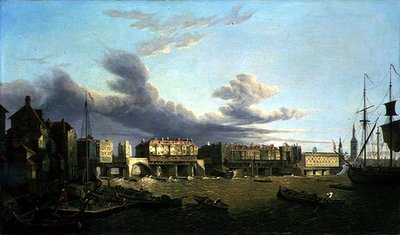 Widok mostu Old London Bridge z 1747 roku (olej na płótnie) autorstwa John Dean Paul