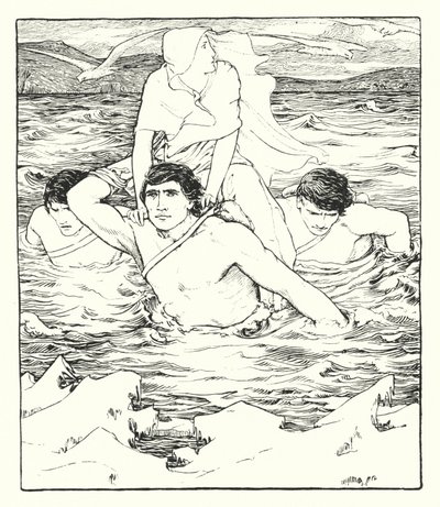 Ilustracja do książki "Historia Deirdre" (litografia) autorstwa John Dickson Batten