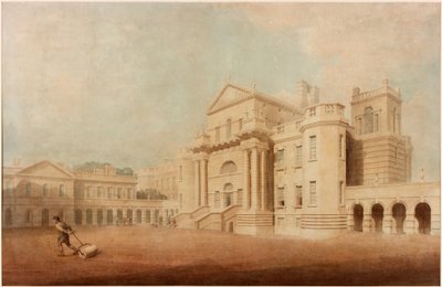 Seaton Delaval Hall (pióro, tusz, ołówek i wc na papierze) autorstwa John Dobson