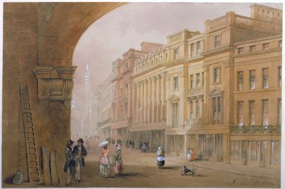 Widok na Gray Street, Newcastle upon Tyne (bc, atrament i wc na papierze) autorstwa John Dobson