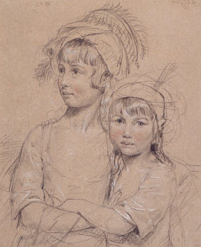 No.1857 The Misses Rigby, dwie córki pana Rigby z Norwich (1747-1821) znanego chirurga, 1778 (kreda na papierze) autorstwa John Downman