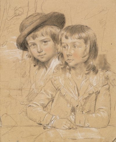 No.1933 Benjamin i Lewis Way, najstarszi synowie Benjamina Way z Denham House, Bucks, 1779 (kreda na papierze) autorstwa John Downman