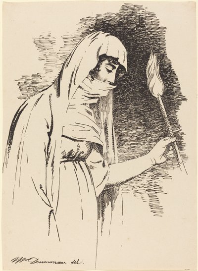Orientalna kobieta trzymająca pochodnię autorstwa John Downman