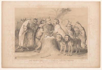 Pakt tussen de wolven en de schapen Traktat między owcami a wilkami. Po Les Loups et les Brevis z Granville (tytuł na obiekcie) HB Sketches (tytuł serii na obiekcie) autorstwa John Doyle