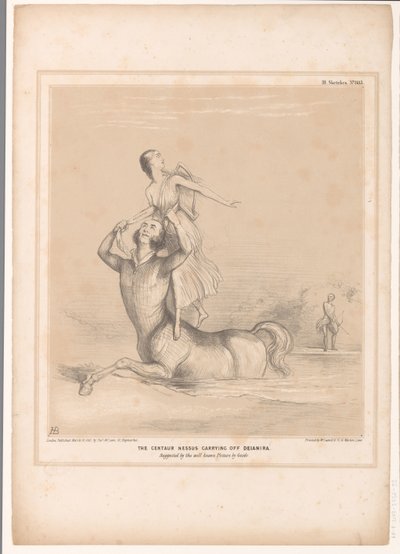 Spotprent spotkał Lorda Bentincka als de centaur Nessus Centaur Nessus unoszący Deianirę. Sugerowany przez dobrze znany obrazek Guido (tytuł na obiekcie) HB Sketches (tytuł serii na obiekcie) autorstwa John Doyle